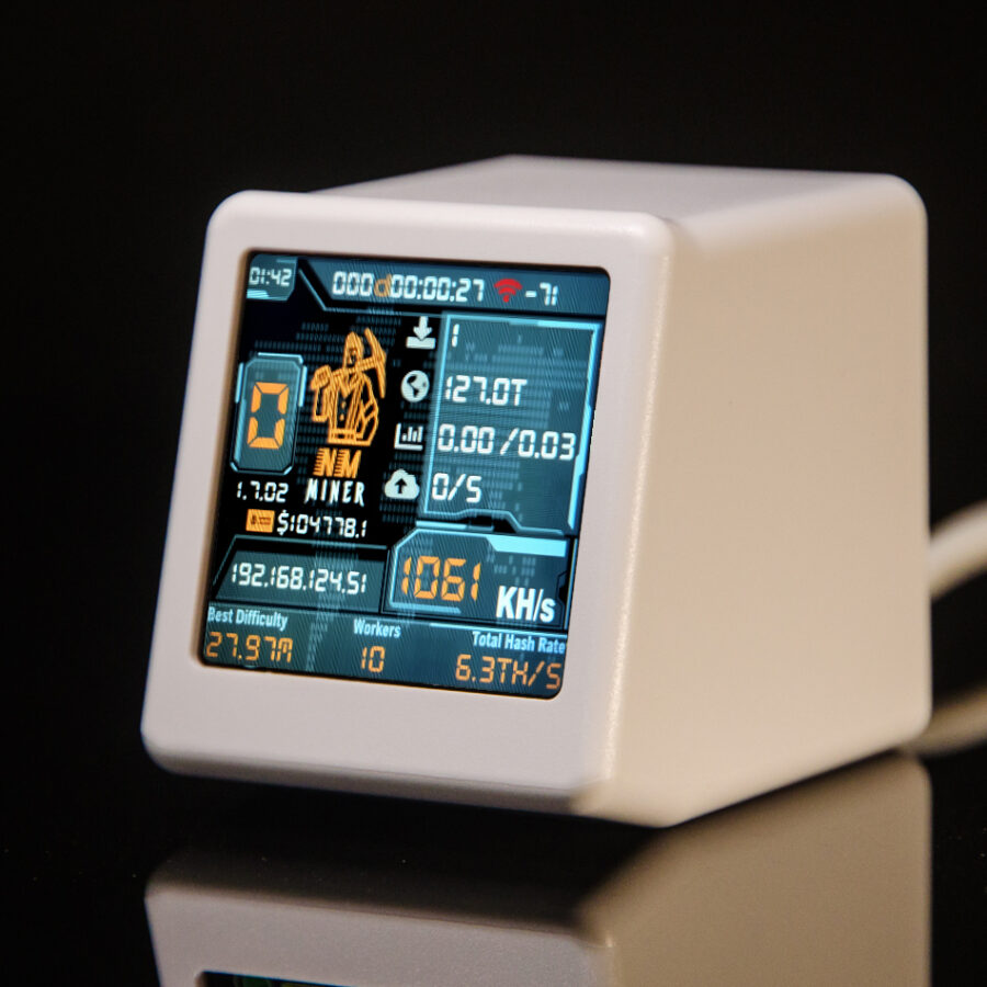 NMMiner Official NM-TV — ESP32 BTC SOLO Miner & Smart gift SmallTV Desktop Clock - White